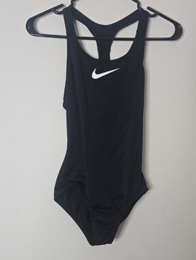 Nike Black Racerback One-Piece Swimsuit with White Swoosh